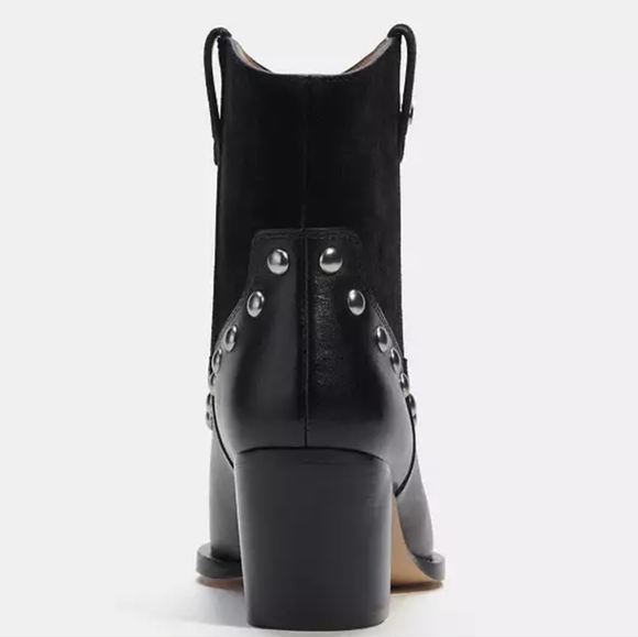 Coach Pauline Black Leather & Suede Studded Ankle Boots sz 7.5 - Picture 3 of 10